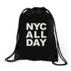 nyc all day Drawstring Bags