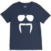 aviator sunglasses horseshoe fu manchu biker mustache V-Neck Tee