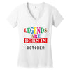 legends are born october Women's V-Neck T-Shirt