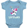 september born unicorns Baby Bodysuit