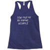 stay out of my phone Racerback Tank