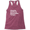 charlie uniform november tango Racerback Tank