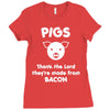 pigs thank the lord they're made from bacon Ladies Fitted T-Shirt