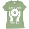 save our vinyl dj club Ladies Fitted T-Shirt