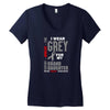 I Wear Grey For My Grand Daughter (Brain Cancer Awareness) Women's V-Neck T-Shirt