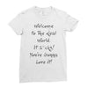 welcome to real world Ladies Fitted T-Shirt