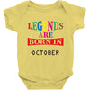 legends are born october Baby Bodysuit
