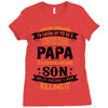 Super Cool Papa Of A Freaking Awesome Son Ladies Fitted T-Shirt