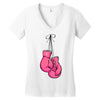 boxing gloves breast cancer Women's V-Neck T-Shirt