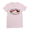 February Peeking Out Baby Girl Ladies Fitted T-Shirt