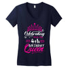 Celebrating With the 4th Birthday Queen Women's V-Neck T-Shirt