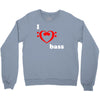 i love heart bass guitar music Crewneck Sweatshirt
