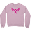 breast cancer ribbon with wing Crewneck Sweatshirt