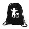 bear grills bbq funny Drawstring Bags