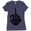middle finger skeleton bone skull grafitti art Ladies Fitted T-Shirt