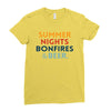 Summer Night Bonfires Beer Ladies Fitted T-Shirt