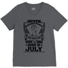 Never Underestimate Dog Rescuer Who Was Born July V-Neck Tee