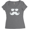 hipster glasses and moustache Women's Triblend Scoop T-shirt
