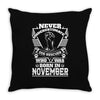 Never Underestimate Dog Rescuer Who Was Born November Throw Pillow