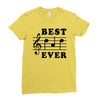 Best Dad Ever Funny Music Note Ladies Fitted T-Shirt