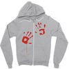 bloody hand print funny zombie kill undead blood horror killer Zipper Hoodie