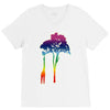 giraffe reaching up with its long neck to eat leaves off branches from V-Neck Tee