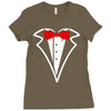 tuxedo bow Ladies Fitted T-Shirt