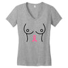breast with pink ribbon Women's V-Neck T-Shirt