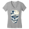 the great wave off skull Women's V-Neck T-Shirt
