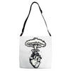 heart and nuclear explosion Adjustable Strap Totes
