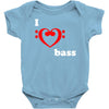 i love heart bass guitar music Baby Onesie