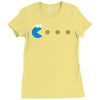 funny 80s pacman cookie monster retro gaming Ladies Fitted T-Shirt
