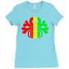 rasta skull and crossbones reggae dub club rave Ladies Fitted T-Shirt