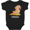 yoga pug exhale Baby Bodysuit