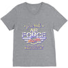military, women's proud air force mom of her military son u V-Neck Tee