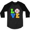 love baseball neon rhinestuds 3/4 Sleeve Shirt