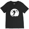 skiier moon moonlight silhouett V-Neck Tee