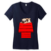 snoopy parody pug w Women's V-Neck T-Shirt