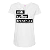 wifi, coffee, frenchies Maternity Scoop Neck T-shirt