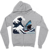 Great White Wave Shark Zipper Hoodie
