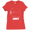 jaws chalk board movie licensed cotton blend adult Ladies Fitted T-Shirt