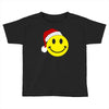 smiley face wears santa hat merry christmas Toddler T-shirt