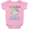 unicorns are born in april cute unicorn Baby Bodysuit