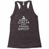 keep calm train Racerback Tank