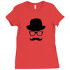 hat wayfarer glasses funny moustache hipster funny geek light tee shir Ladies Fitted T-Shirt