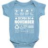 Born In November Baby Onesie