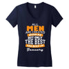 all men are created equal but only the best are born in january Women's V-Neck T-Shirt