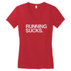 running sucks   humor exercise running gym marathon runner workout tee Women's V-Neck T-Shirt