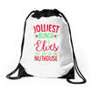 jolliest bunch of elves this side of the nuthouse Drawstring Bags