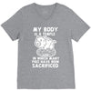 my body is a temple in which a lot of pigs have been sacificed V-Neck Tee